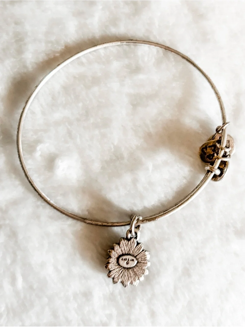 Alex and Ani Water Lily Charm Bangle Bracelet - Silver